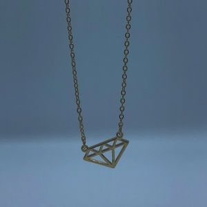 Diamond Shaped Cut Out Necklace-Gold Tone